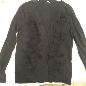 Black cotton J. Crew cardigan w/ ribbon detail